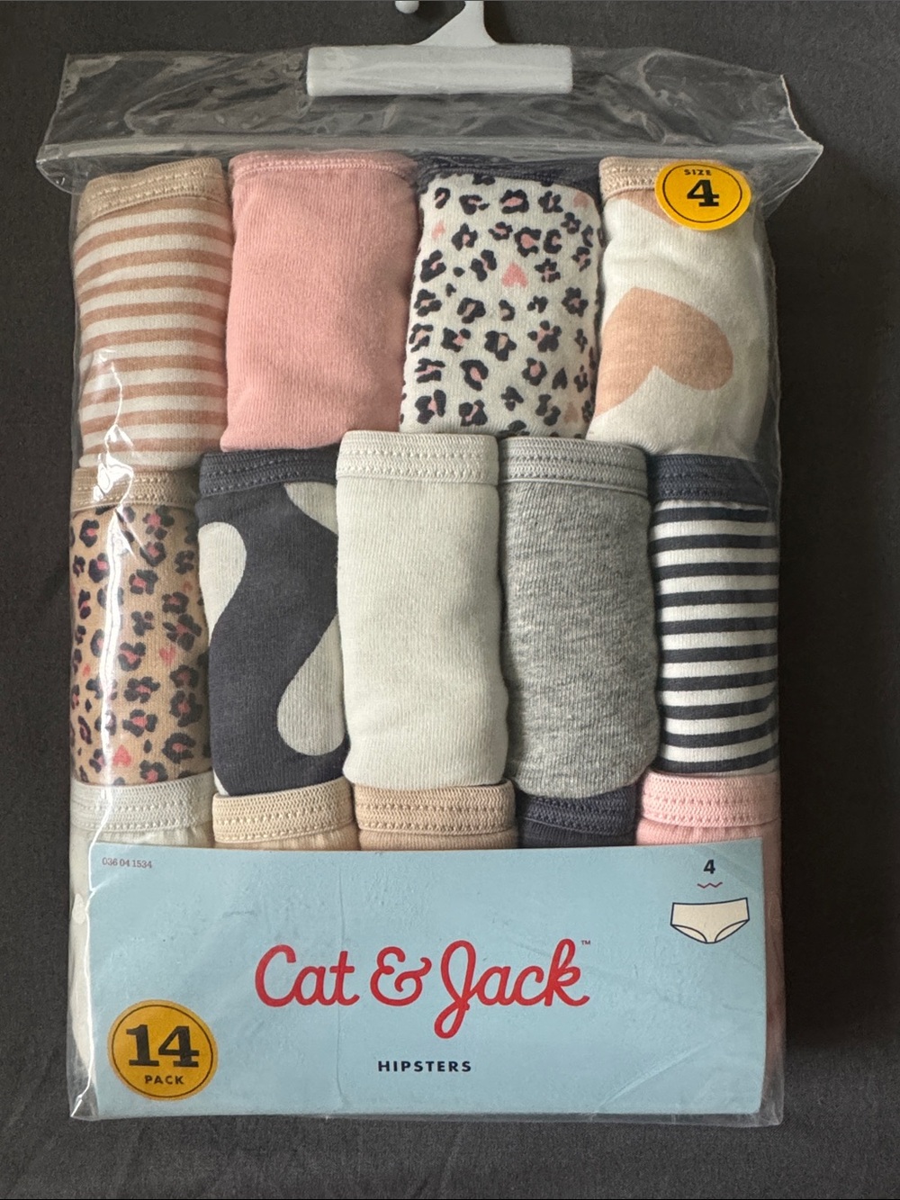 Cat & Jack Girls 14-Pack Hipster Underwear Multicolor Pink Beige Gray Navy